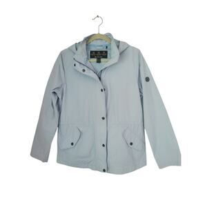 Barbour Deck Casual Jacket Women's Size 8 Powder Blue Lightweight Hooded Pockets